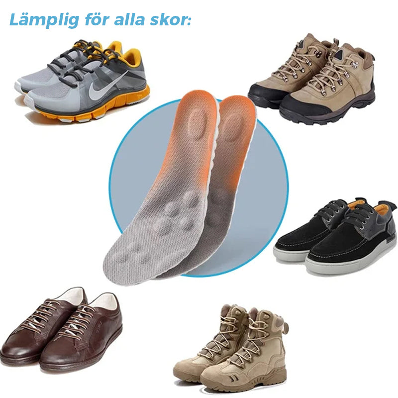 "Unisex U-formade andningsbara innersulor, orange och grå, perfekt för sport med bågestöd och stötdämpning."