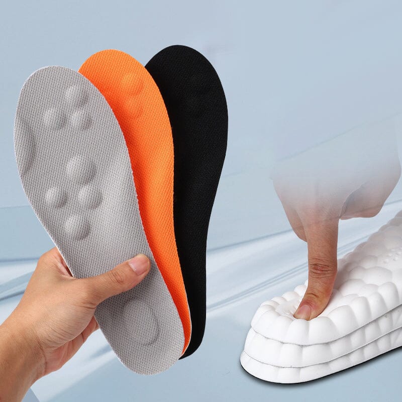 "Unisex U-formade andningsbara innersulor, orange och grå, perfekt för sport med bågestöd och stötdämpning."