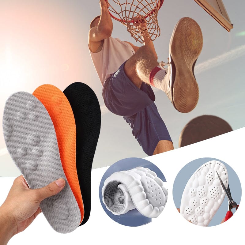 "Unisex U-formade andningsbara innersulor, orange och grå, perfekt för sport med bågestöd och stötdämpning."