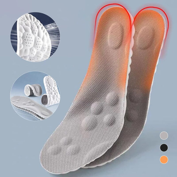 "Unisex U-formade andningsbara innersulor, orange och grå, perfekt för sport med bågestöd och stötdämpning."