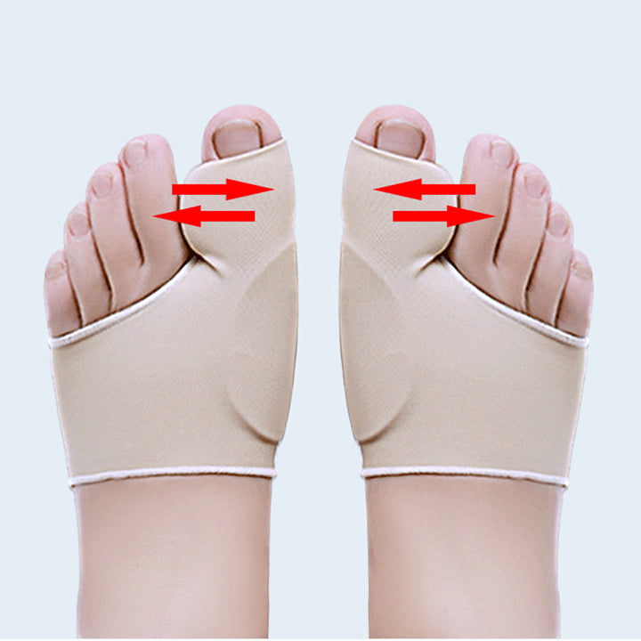 Unisex Valgus-tåskydd med silikonkuddar, beige färg, fotvårdsskydd för smärtlindring och förbättrad gångställning.