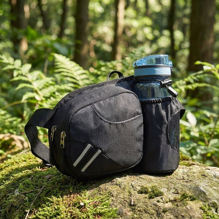 Unisex vattenavvisande midjeväska HydraPace i nylon med flaskhållare, perfekt för löpning & träning.