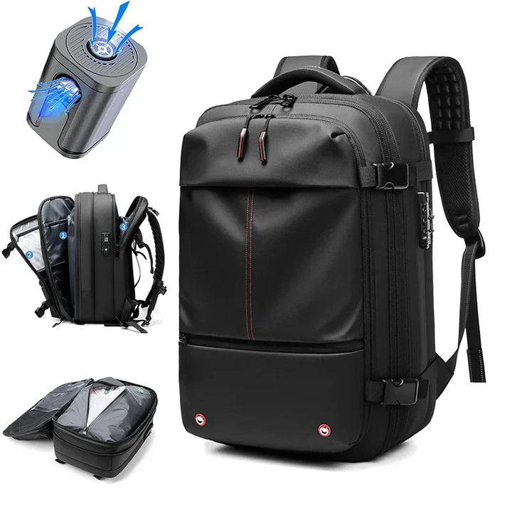 Funktionell reseryggsäck, vattentät och komprimerbar. Optimal för packning och vardagsbruk.