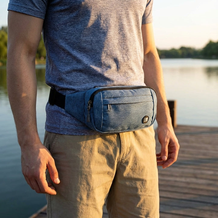 Unisex vattentät midjeväska, slim design för löpning & friluftsliv. Perfekt för aktiv livsstil.