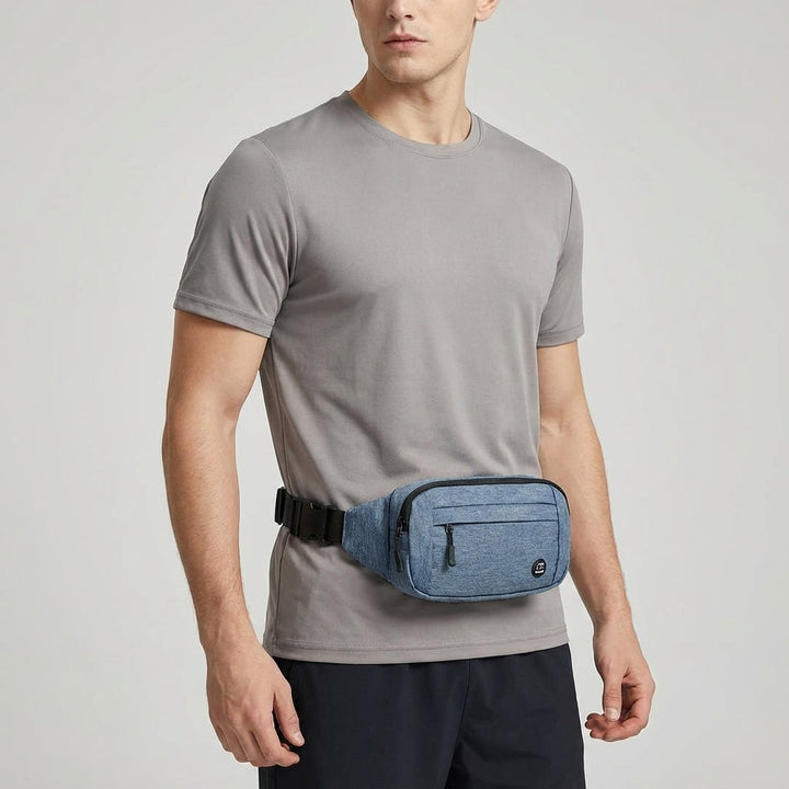 Slimmad vattentät löparväska för telefon & nycklar. Svart fannypack, idealisk för träning & sport.