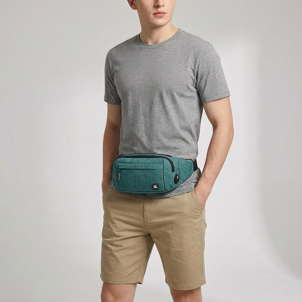 Slitstark vattentät fannypack, svart unisex midjeväska. Perfekt för löpare, vandrare & träningspass.