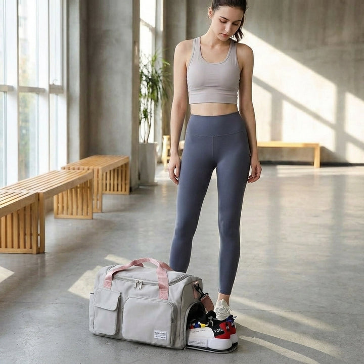 Unisex vattentät nylon duffelväska, perfekt för gym och weekendresor med organiserade fack. Mångsidig sportväska.
