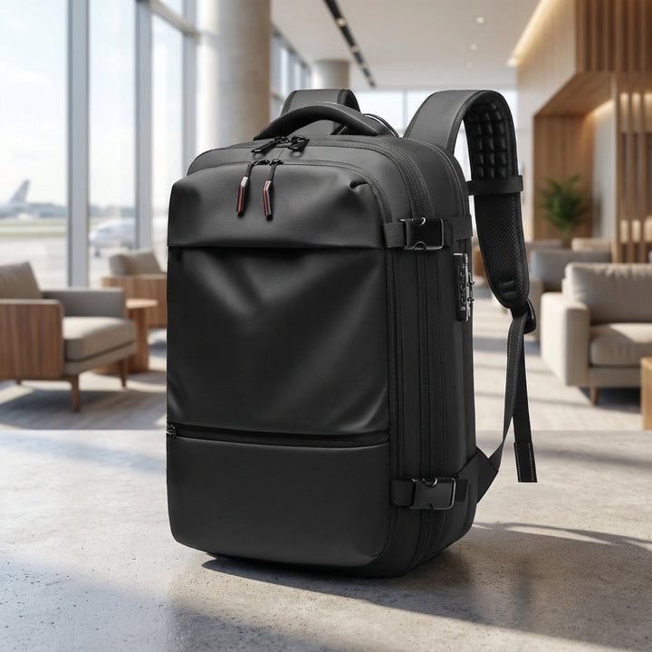 Unisex vattentät reseryggsäck TravelCompress med kompression, perfekt för packning.
