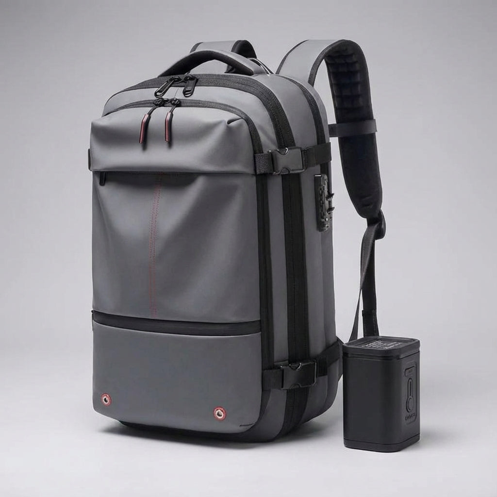 Vattentät reseryggsäck TravelCompress för maximal packning och enkel kompression.