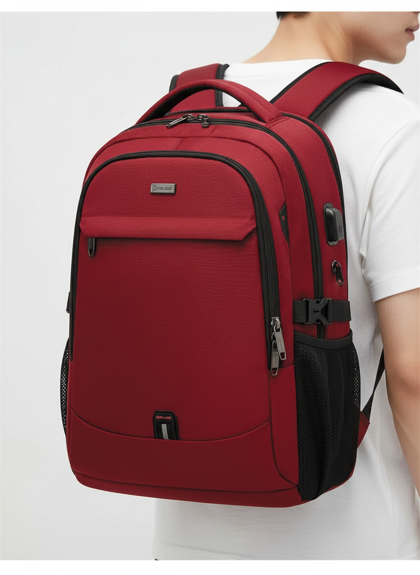 Robust vattentät unisex ryggsäck för laptop, perfekt som skolväska, kontorsryggsäck med USB-port.