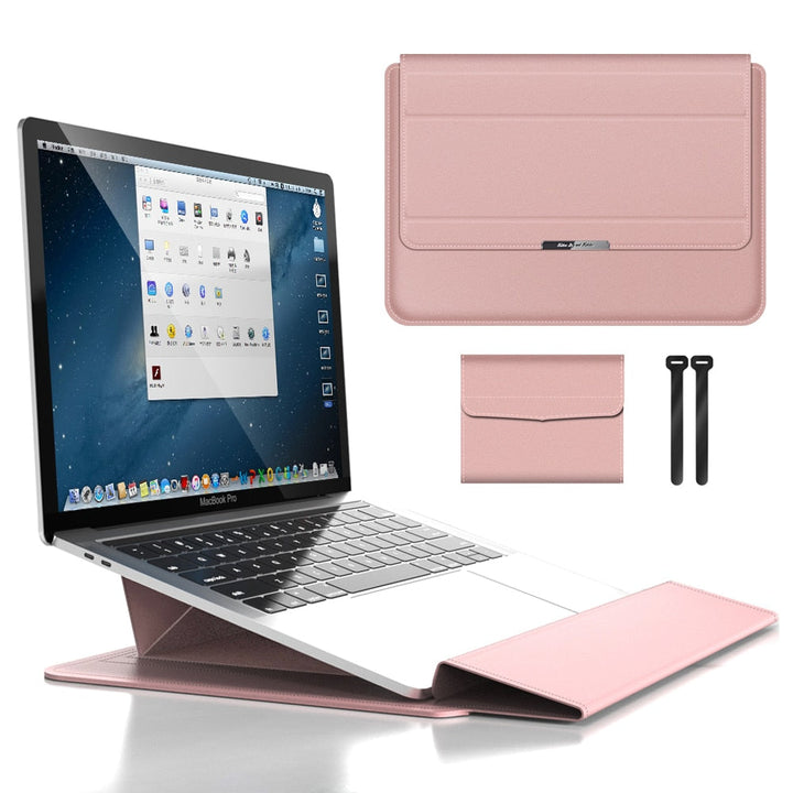 Skyddande unisex laptopväska med vattentät yta. Datorskydd med smart ställfunktion.