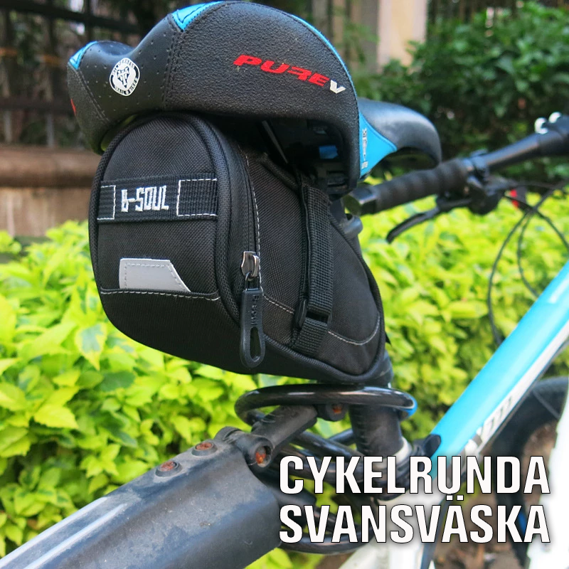 Unisex vattentät cykelväska i svart med dragkedjeficka, idealisk för mobil och nycklar, cykeltillbehör, mått 15x7x7 cm.