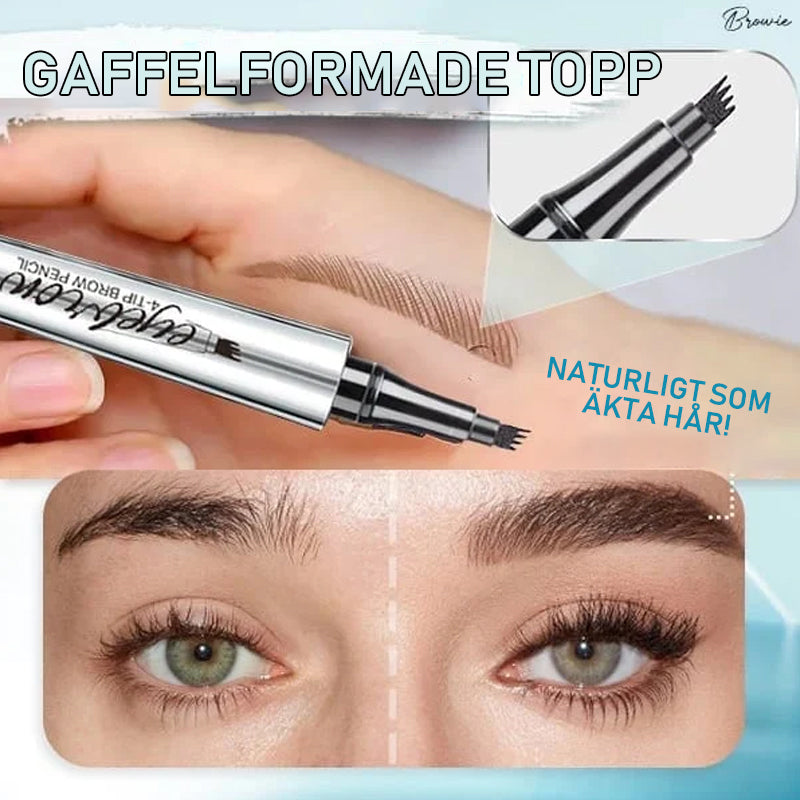 "Unisex vattentät ögonbrynspenna med 4D effekt, 4-stifts spets, microblading, natuliga hårstrån, passar alla hudtoner"