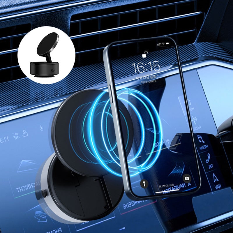 "Universal magnetisk bilfäste med stark magnet, svart design. Justerbar, passar flesta smartphones. Perfekt för handsfree-anv