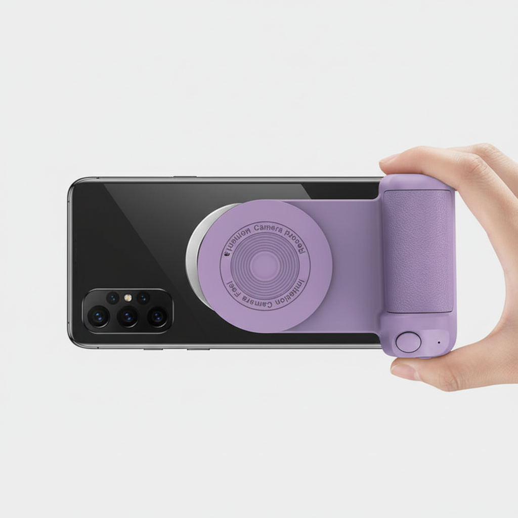 Flexibel magnetisk mobilhållare med stabilisator för olika vinklar. Utmärkt för både foton & video, ett smart gadget.