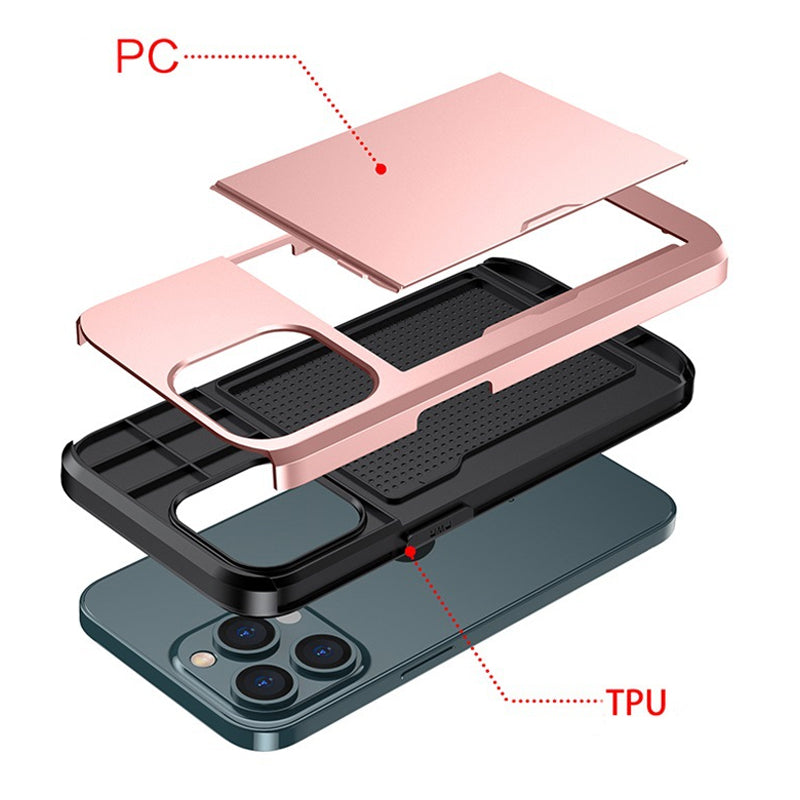 "Universal telefonfodral med plånbok, stilren design, stötskydd. Passar flera iPhone-modeller, flera färgval tillgängliga."