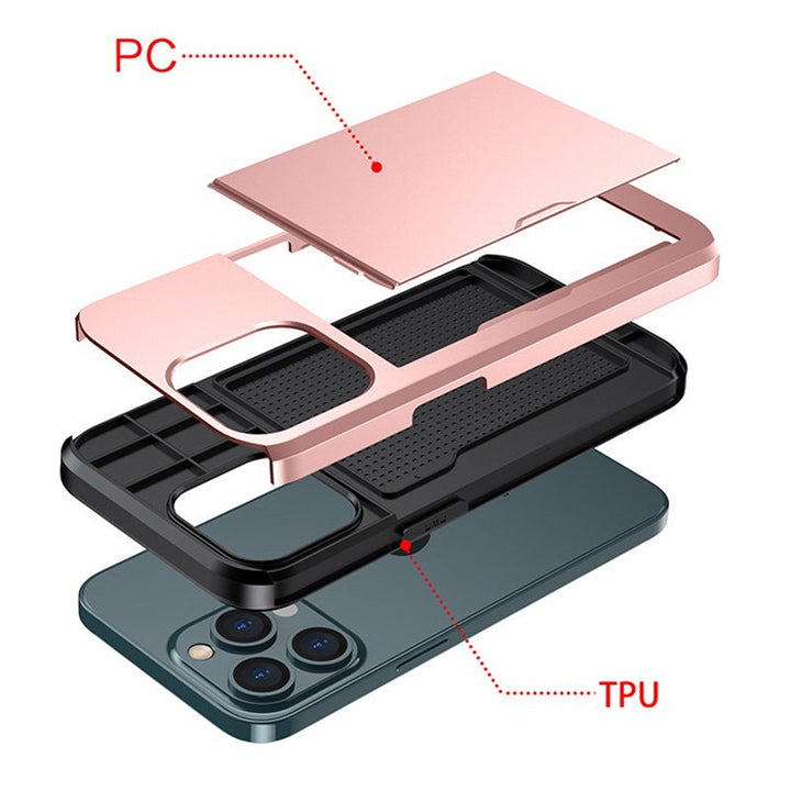 "Universal telefonfodral med plånbok, stilren design, stötskydd. Passar flera iPhone-modeller, flera färgval tillgängliga."