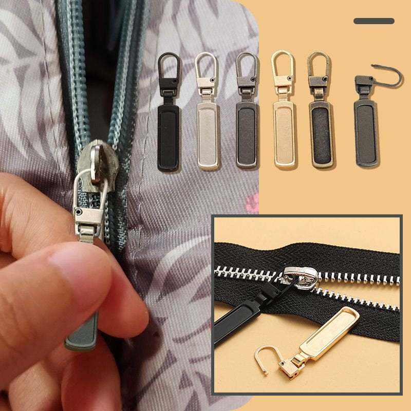 "Universalt avtagbart metallhandtag för dragkedjor, silver, perfekt för kläder och väskor, rektangulärt, robust design."