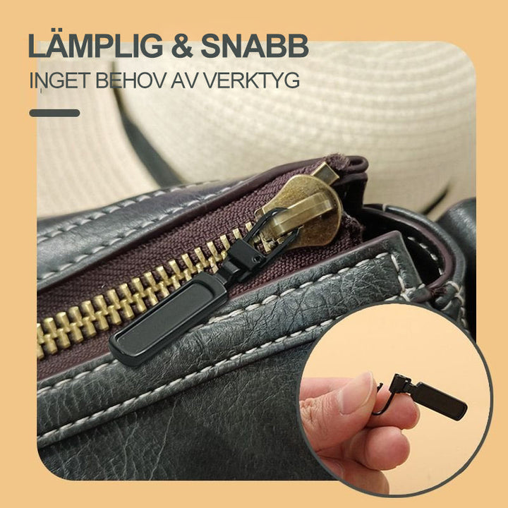 "Universalt avtagbart metallhandtag för dragkedjor, silver, perfekt för kläder och väskor, rektangulärt, robust design."