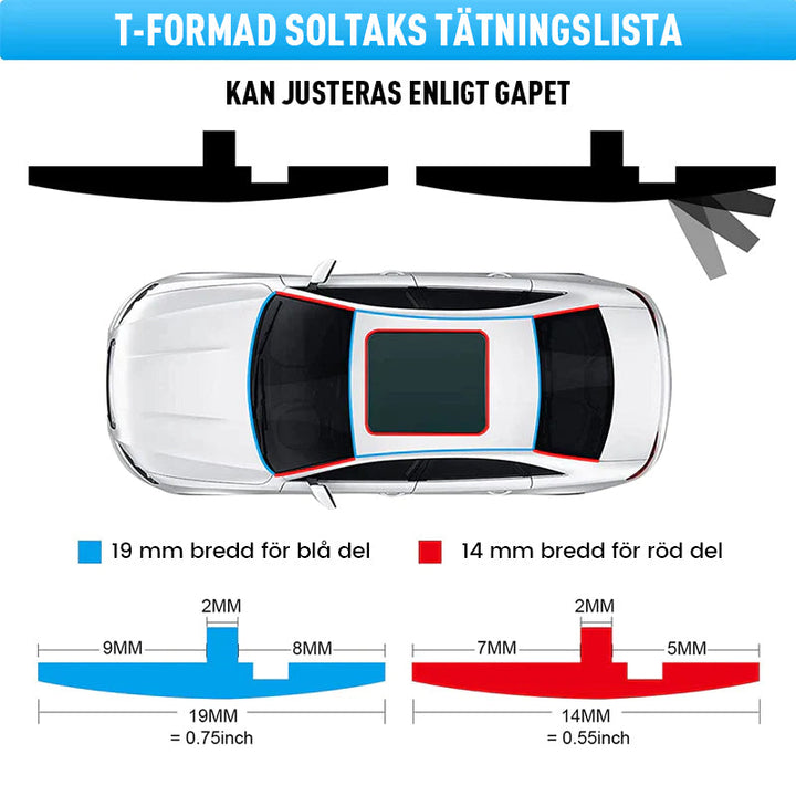 "Universell gummi kantband i T-form för bilrutor, skyddar mot damm och vattenläckage, enkel installation."