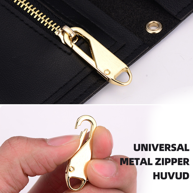 "Universell metall dragkedja i svart, silver, guld och koppar, perfekt för kläder och tillbehör, enkel att installera."