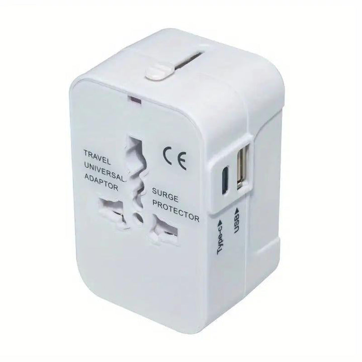 "Universell reseadapter med dubbla USB-portar i flera färger, kompakt design för resa, ladda enheter var som helst."