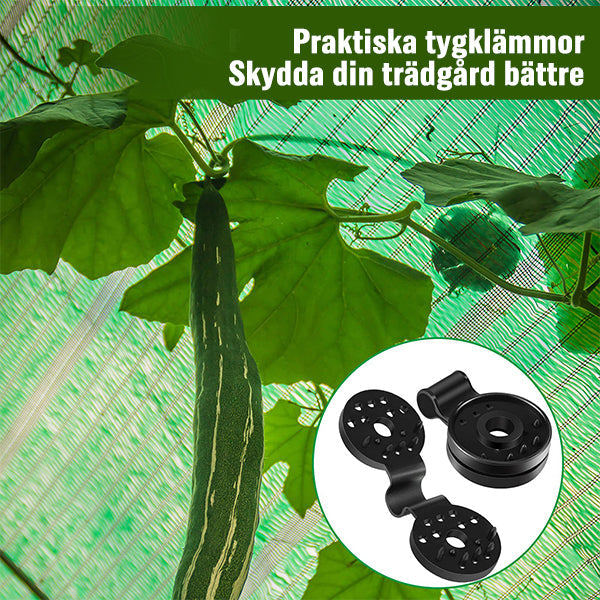 Universella plastclips för trädgård, säker fästning av solskyddsnät. Högkvalitativ plast, enkel installation.