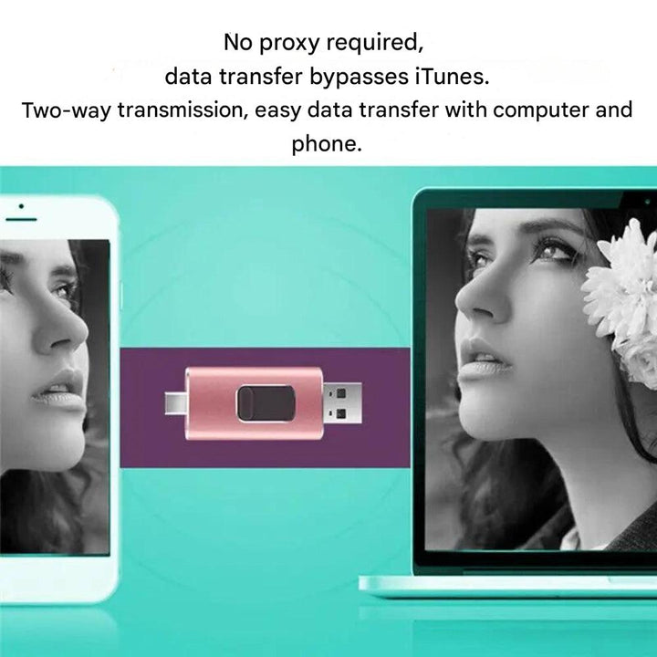 Smart 4-i-1 flashdrive. Mobil tillbehör för backup och överföring av filer. Robust metallkonstruktion.