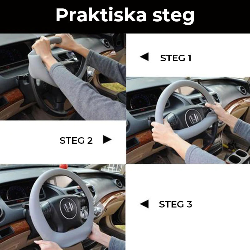 "Universellt halkfritt silikonrattskydd i svart med bekvämt grepp för bilens interiöruppgradering."