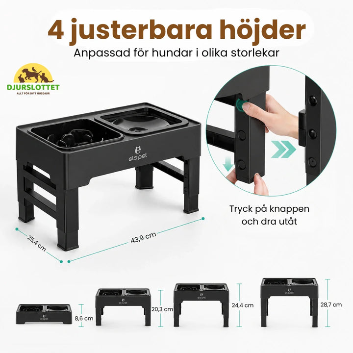 Antispillskål för katt och hund som håller rent, kombinerar upphöjd design med smart slowfeeder.