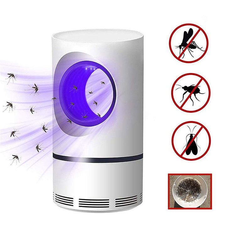 "USB fotokatalytisk mygglampa inomhus, modern design, tyst och effektiv insektsfälla, säker och lätt att rengöra."