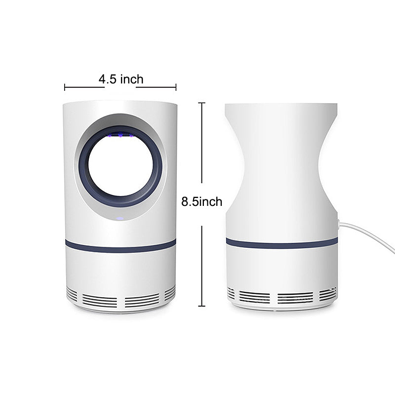 "USB fotokatalytisk mygglampa inomhus, modern design, tyst och effektiv insektsfälla, säker och lätt att rengöra."