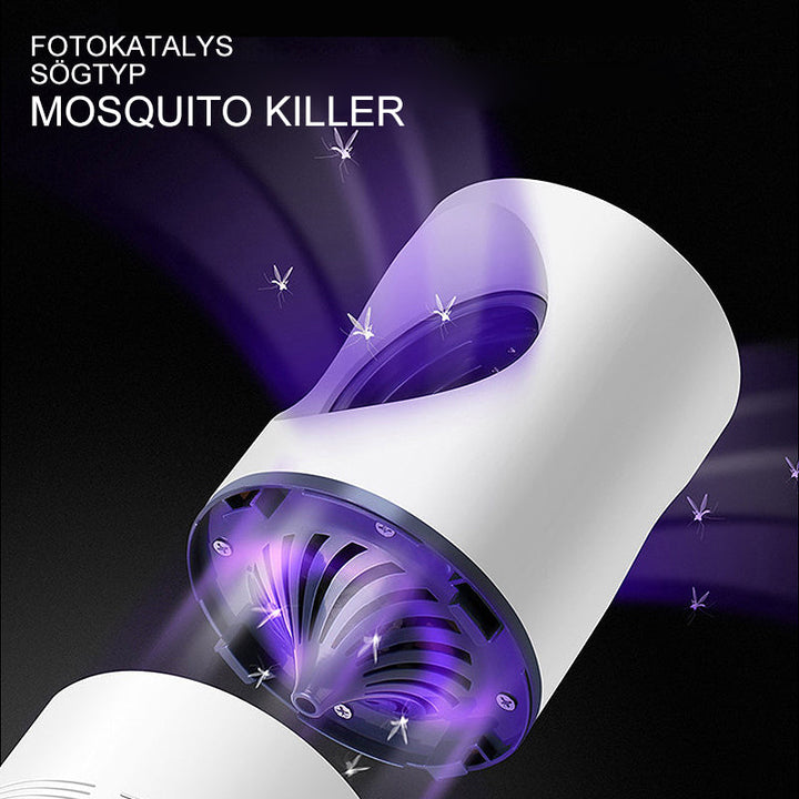"USB fotokatalytisk mygglampa inomhus, modern design, tyst och effektiv insektsfälla, säker och lätt att rengöra."