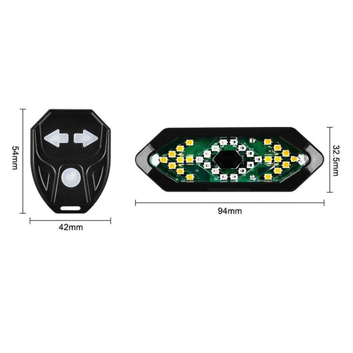 "USB-uppladdningsbart cykel bakljus med blinkers och horn, svart design, LED-ljus för säker cykling, vädertåligt."
