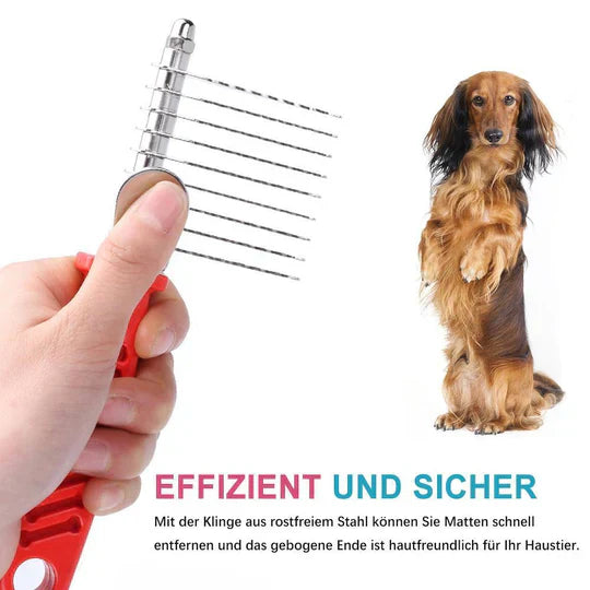 Effektiv utredningskam för hund och katt. Tar bort tovor och underull, perfekt för daglig pälsvård och grooming.