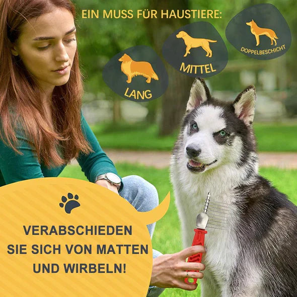 Skonsam utredningskam för katt och hund. Idealisk för pälsvård och att reda ut tovor utan att dra i pälsen.