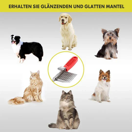 Ergonomisk utredningskam, en pälsvårdsborste för effektiv och skonsam grooming av husdjur som hundar och katter.