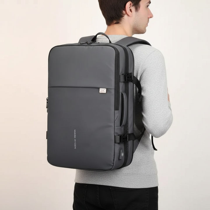 Unisex laptopryggsäck, TravelX, utvidgbar och vattentät. Idealisk för daglig användning, arbete och fritid.