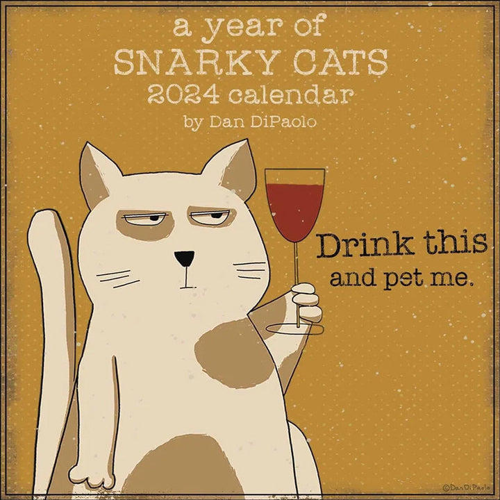 "Väggkalender 2024 med humoristiska kattbilder, perfekt för kattälskare som vill ha skratt i vardagen."