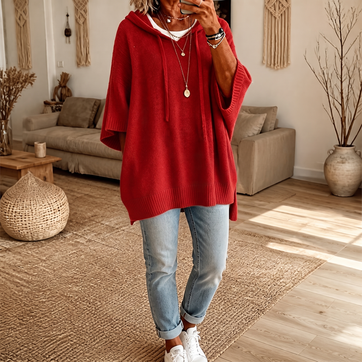 Rosa damhuvtröja i helfigur med ledig oversized stil