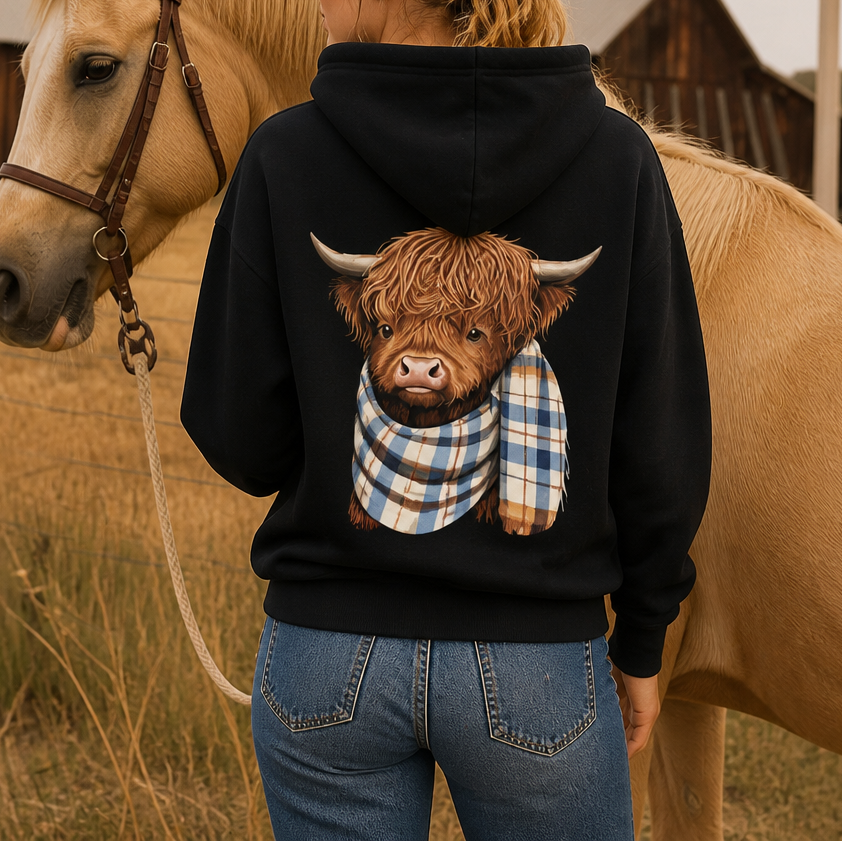 Avslappnad hoodie med värmande fleecefoder och fint tryck för kyliga dagar