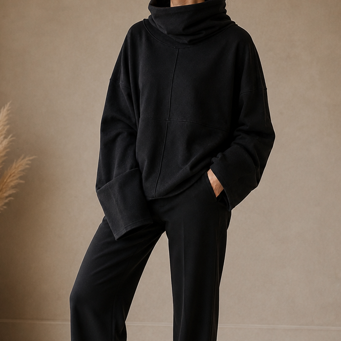 Trendig oversized modell av dam polotröja för kyligt väder