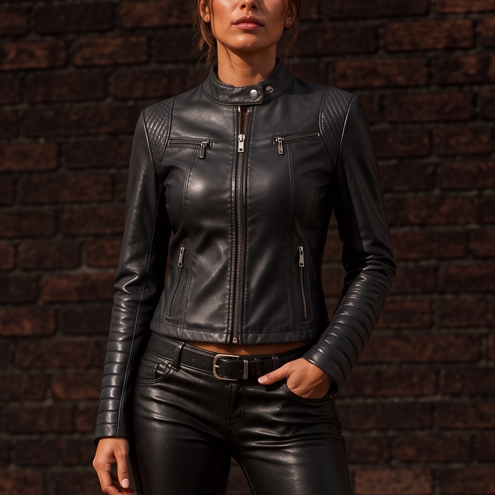 Casual cropped jacka för kvinnor stylad med vardagsoutfit