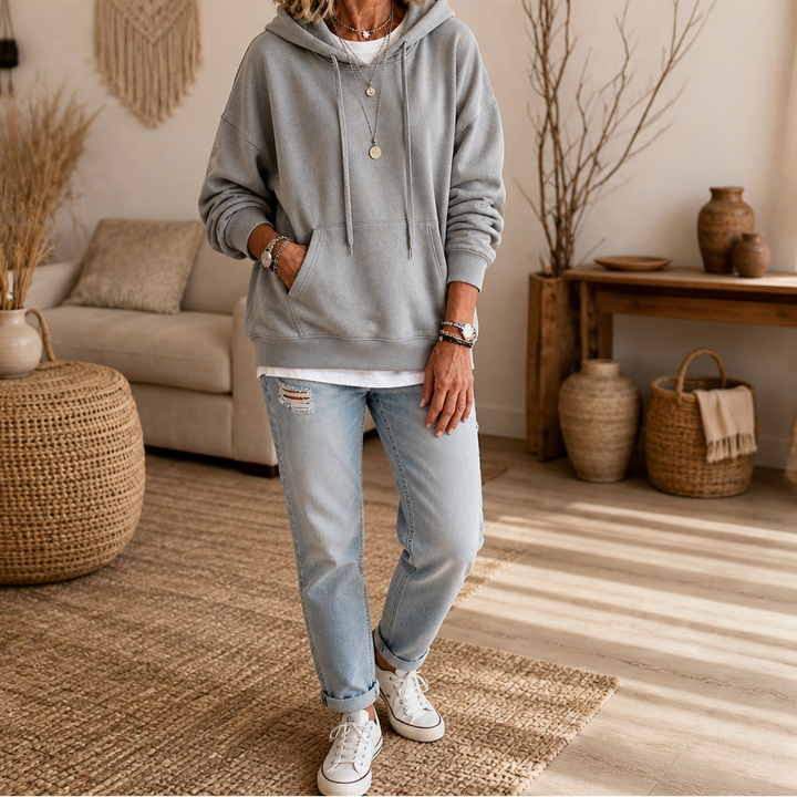 Smidig och skön oversize topp för dam med huva