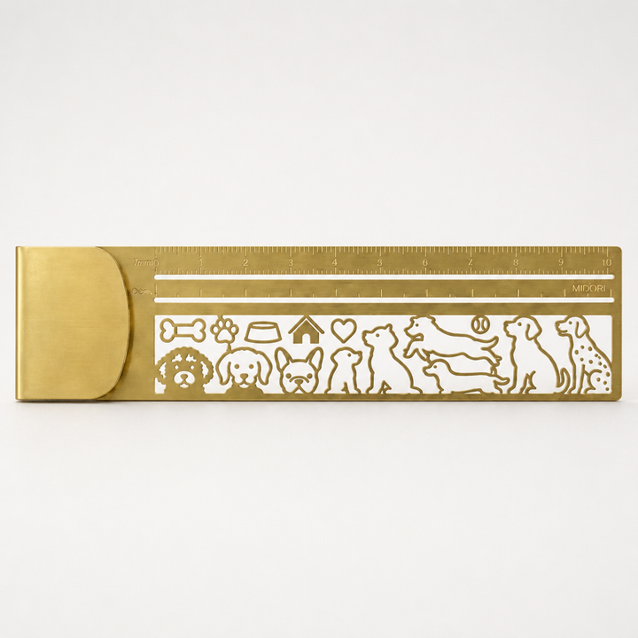 Detaljrikt metallbokmärke med schablon och kattema för alla läsglada