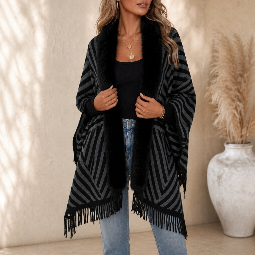 Mångsidig one size damponcho i jordnära färger