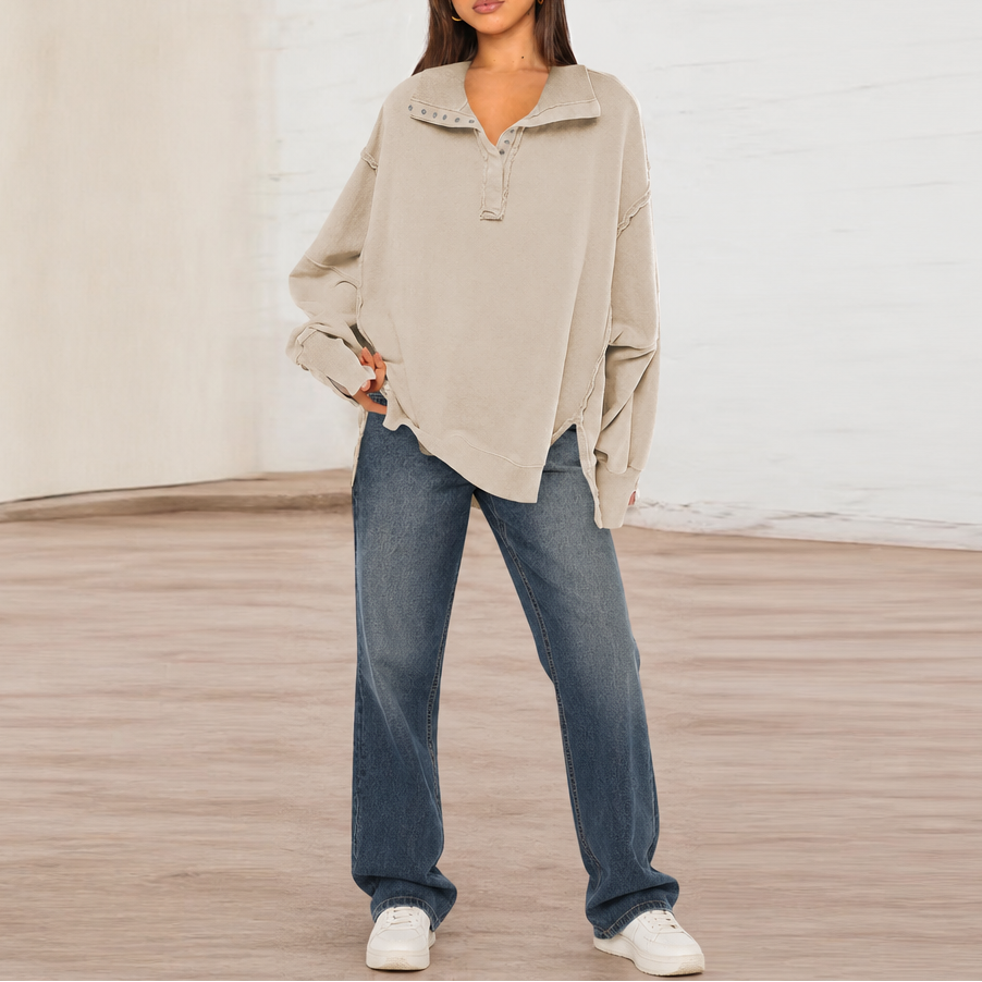 Oversized dammode när det är som bäst, mjuk stickad tröja