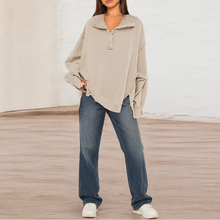 Oversized dammode när det är som bäst, mjuk stickad tröja