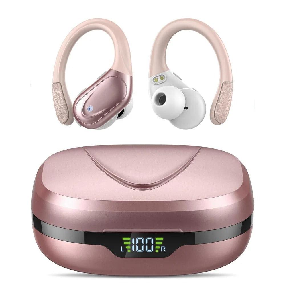 Bluetooth-hörlurar i snygg design liggande på minimalistisk yta
