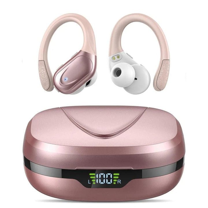 Bluetooth-hörlurar i snygg design liggande på minimalistisk yta